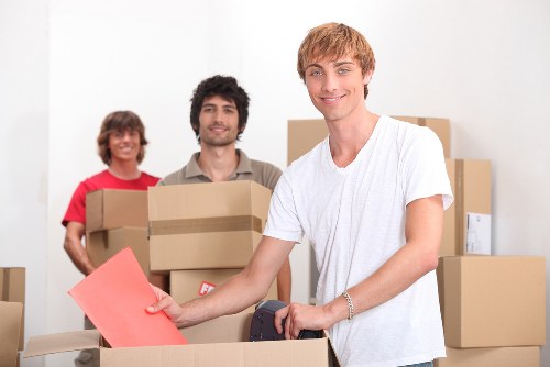 Careful packing of fragile belongings in Harlington